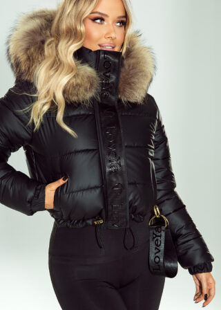 Alternative view of Czarna kurtka Kelly z naturalnym obszyciem