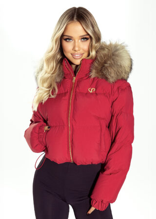 Alternative view of Czerwona kurtka Mia z naturalnym obszyciem