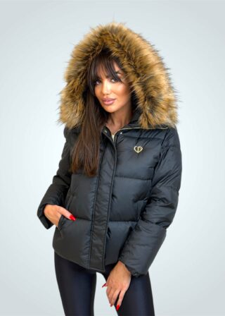 Alternative view of Czarna kurtka Tarissa ze sztucznym obszyciem